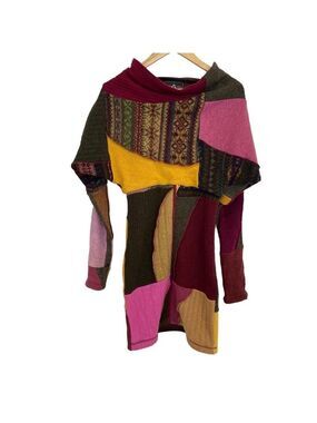 Myko Anna designer tunic dress eco fashion chic recycled patchwork wool blend 1